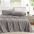 Comfort Spaces 100% Cotton Sheets Cal King, Breathable & Soft Cotton Sheets, Naturally Cool Cotton Bed Sheets with 14" Elastic Pocket Fits up to 16" Mattress, All Season Sheet Set, Dark Gray 4 Piece