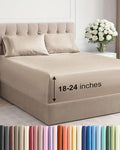 Extra Deep Twin Sheet Set - 4 Piece Breathable and Cooling Sheets - Hotel Luxury Bedding for Women, Men, Kids & Teens - Easy & Secure Fit - Soft, Wrinkle Free and Comfy - Extra Deep Pockets - Wheat