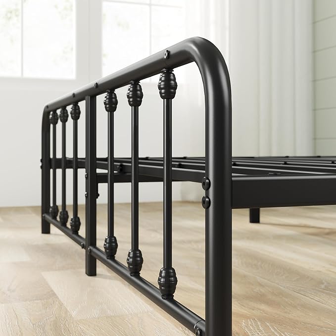 Zinus Leonardo Metal Platform Bed Frame, Victorian Spindle Style Headboard and Footboard, Heavy Duty Bed Base, Ample Underbed Space, King
