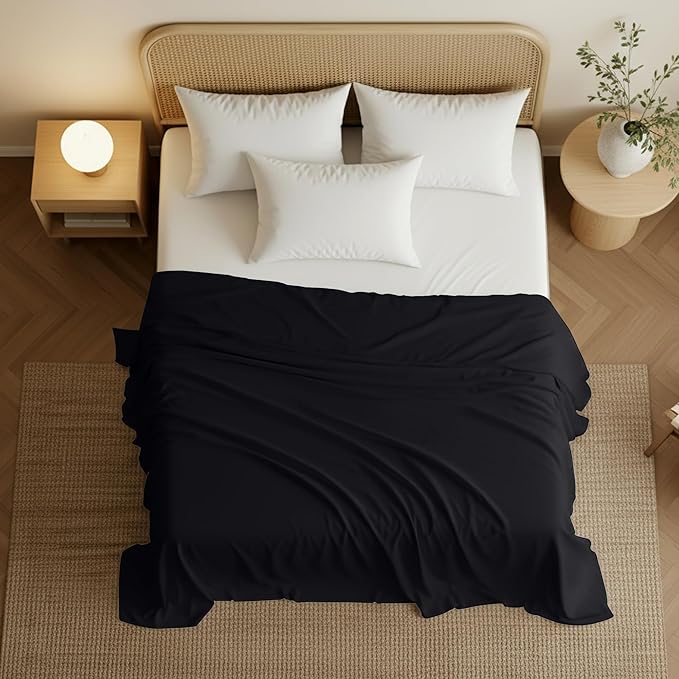 Utopia Bedding Flat Sheet - 1 Pack (Twin, Black)- Soft Brushed Microfiber Fabric - Shrinkage & Fade Resistant Top Sheet - Easy Care Bed Sheet