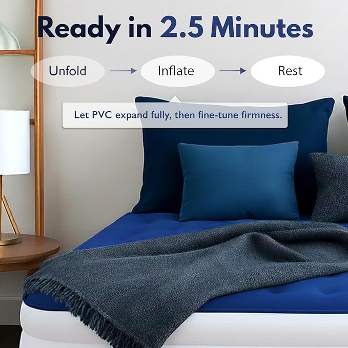 King Koil Luxury Cal King Air Mattress with Built-in Pump for Home, Camping & Guests - King Size Inflatable Airbed Luxury Double High Adjustable Blow Up Mattress, Durable Waterproof & Premium
