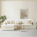 108" Boneless Cloud Couch Sectional No Assembly Required Modular Sofa with Deep Seat for Living Room L Shaped Couch with Ottoman Snowflake Fabric and Memory Sponge White