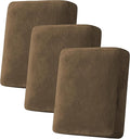 H.VERSAILTEX Velvet Stretch Couch Cushion Cover Plush Cushion Slipcover for Chair Loveseat Sofa Cushion Furniture Protector Seat Cushion Sofa Cover (3 Piece Sofa Cushion Covers, Bronze Brown)