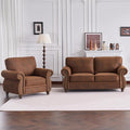 Living Room Furniture Sets,Sofa Sets and Couch Sets for Living Room,Mid-Century Vintage Sofa Couches with Rivet Design (Caramel, Single+Loveseat)