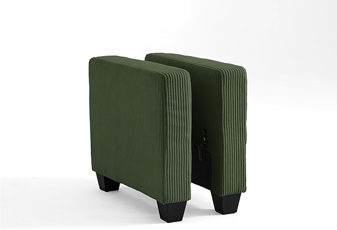 CHIC HOUSE Modular Sectional Sofa with Storage Ottomans, Corduroy Cloud Couch for Small Spaces & Apartments, Reconfigurable L/U Shaped Convertible Corner Sofa, Green, Armrest