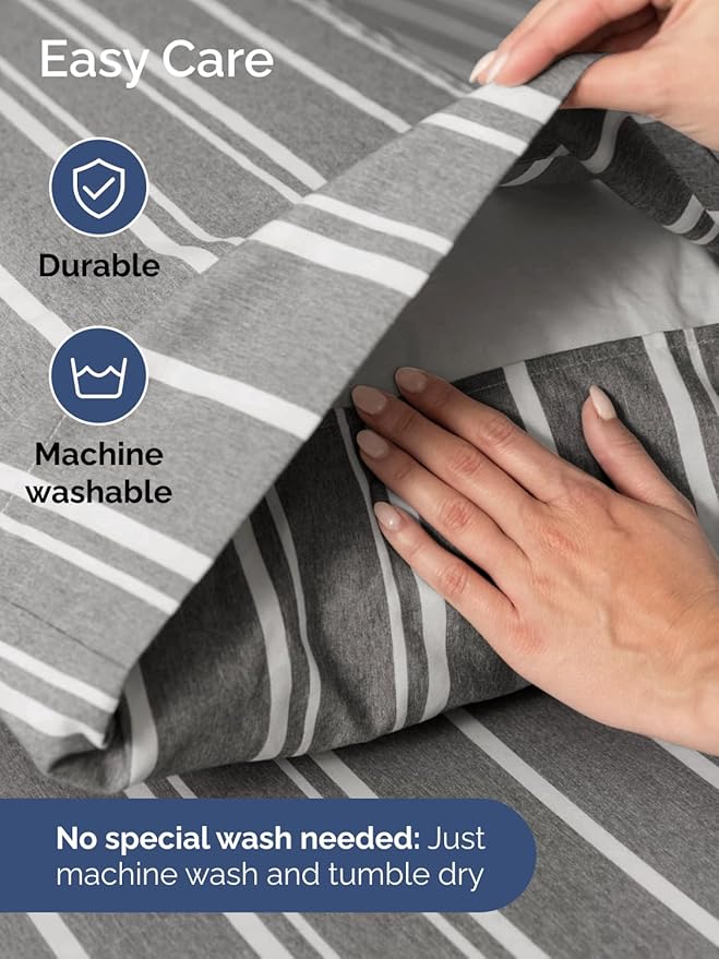 Extra Deep King Sheet Set - 6 Piece Breathable and Cooling Sheets - Hotel Luxury Bedding for Women, Men, Kids & Teens - Easy & Secure Fit - Soft and Wrinkle Free - Extra Deep Pockets - Grey Stripes