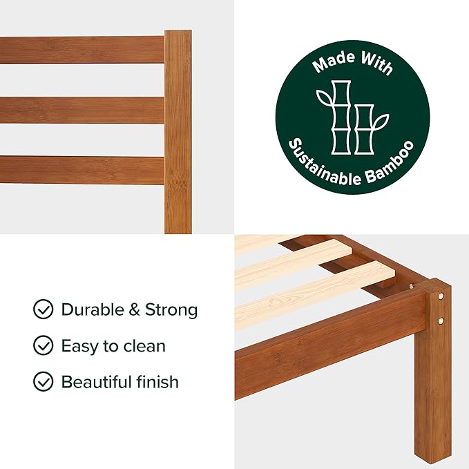 Zinus Leah Bamboo Platform Bed Frame with Headboard, No Box Spring Needed, Wood Slat Support, Easy Assembly, King