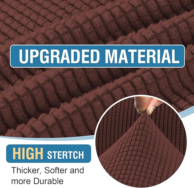 H.VERSAILTEX Sectional Couch Covers 3 Pieces Sofa Seat Cushion Covers L Shape Separate Cushion Couch Chaise Cover for Both Left/Right Sectional Couch (Seat Only: 1 Chaise + 2 Sofa, Burnt Brick)