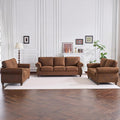 Living Room Furniture Sets,Sofa Sets and Couch Sets for Living Room,Mid-Century Vintage Sofa Couches with Rivet Design (Caramel, 2 Loveseat+3 Seater)