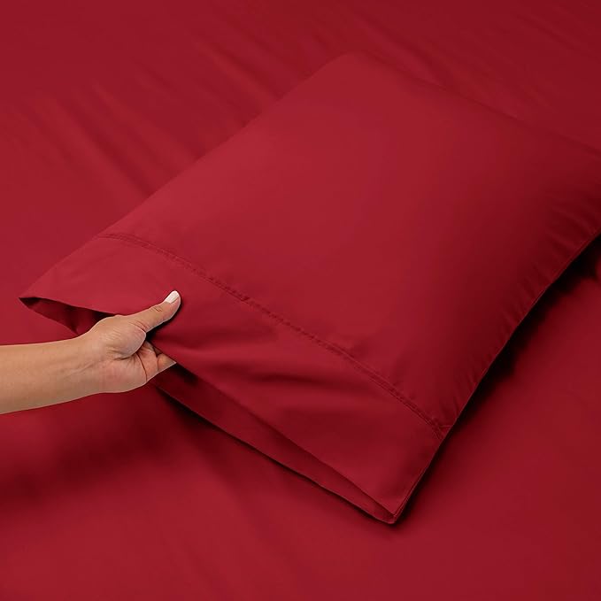 Hearth & Harbor Extra Deep Pocket Sheets - Fits Mattress 18-24 Inches Deep - Extra Deep Pocket Full Size Sets - 6 Piece Full Size - Full - Burgundy