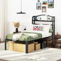 Twin XL Bed Frames with Headboard Metal Mattress Foundation 18 Inch Tall Bed Frame No Box Spring Needed Black Platform Bed Frame with Charging Station (18 Inch-A1, Twin XL)