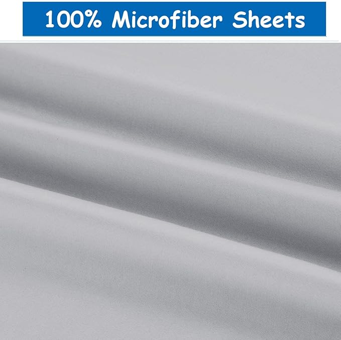 Ready To Rest Super Single Waterbed Sheets, 4 Piece Attached Sheet Set, Fits 18 Inch Deep Mattress, Brushed Microfiber, Ultra Soft and Lightweight (Light Grey)