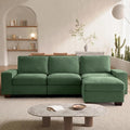 TEKAMON 100" Modular Sectional Sofa with Seats Storage, L Shape Couch with Movable Ottoman for Living Room, Couch with Chaise, Solid Wood Frame, Spring Cushions, USB Port, Washable Covers, Green