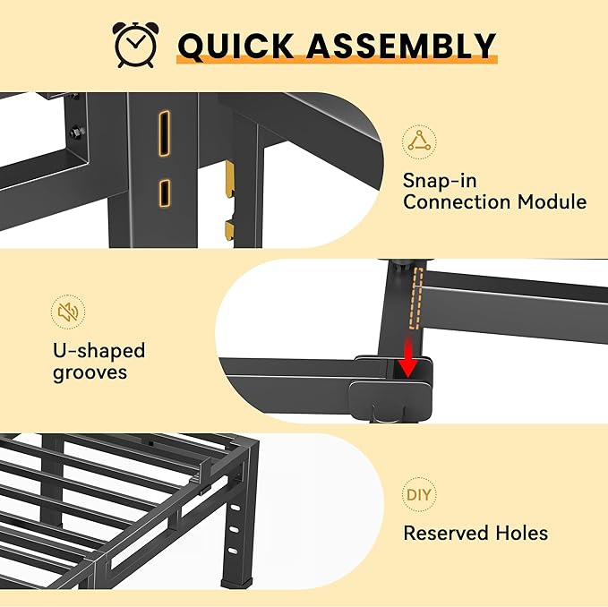 Twin Bed Frames Heavy Duty, 18 Inch Metal Double Layer Steel 4000 lbs Capacity, Platform with Large Under Bed Storage Space, No Box Spring Needed, Noise-Free, Easy Assembly