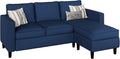 Nuturelly Convertible Sectional Sofa Couch with Movable Ottoman, 3-Seater Modern L-Shaped Sofa for Small Spaces, Soft Fabric Couch for Living Room, Small Apartment & Office(Blue)