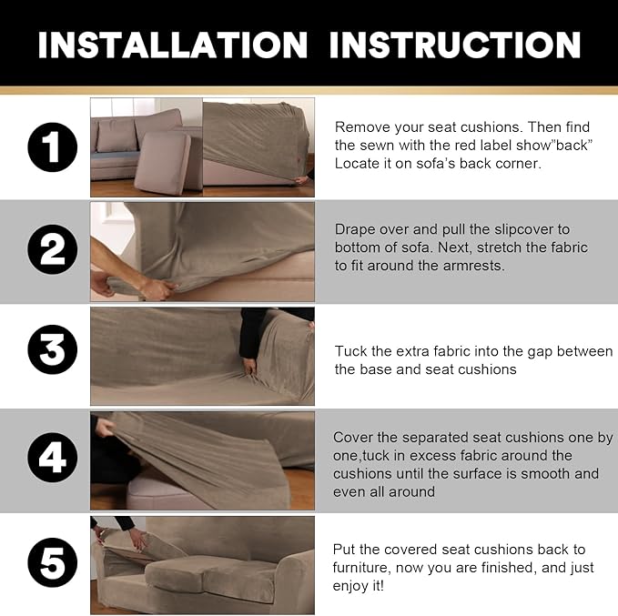 PrinceDeco Couch Cover Velvet Plush Sofa Covers for 2 Cushion Couch Width Up to 90 Inch Washable Furniture Protector Pet Friendly No Slip Sofa Slipcover(Medium-Large, Mocha)
