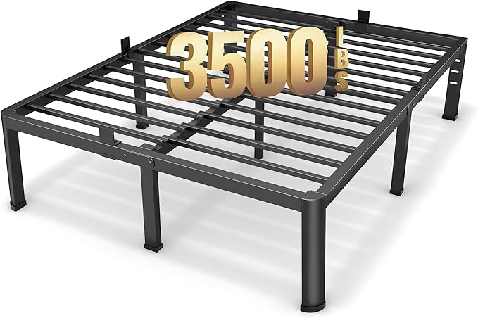 Superay 20 Inch King Size Metal Platform Bed Frame with Round Corners, Storage Space Under High Bed Frame-Heavy Duty Steel Slats Support, Noise Free - Easy Assembly - No Box Spring Needed