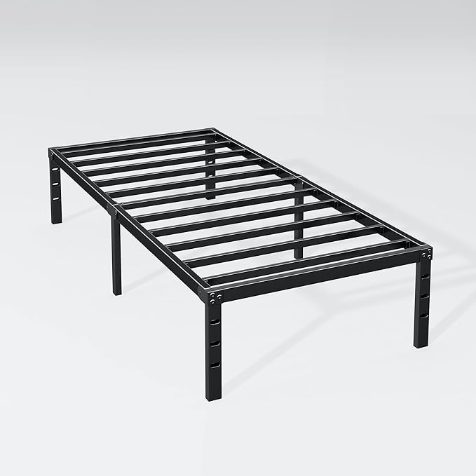 Hafenpo 16 Inch Twin Bed Frame - Sturdy Metal Platform Twin Size, No Box Spring Needed, Heavy Duty, Easy Assembly, Strong Bearing Capacity, Under Bed Storage, Black