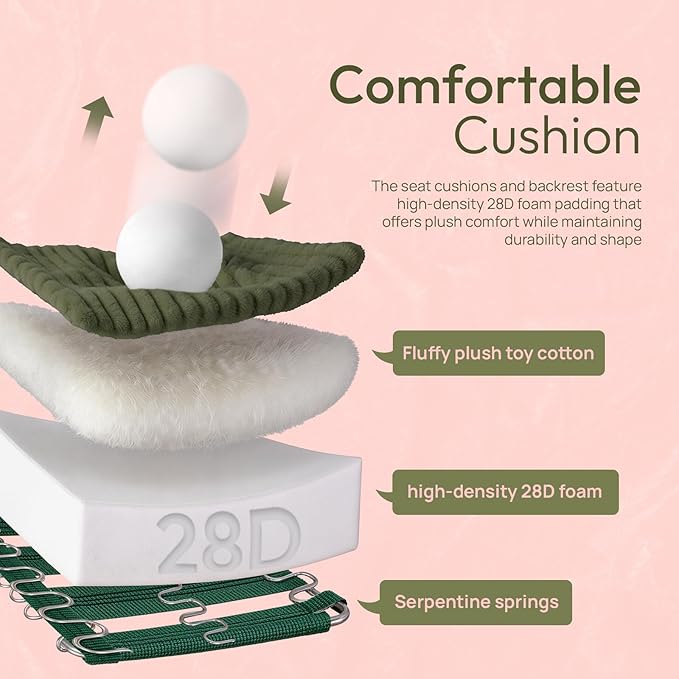 VINGLI Green Futon Sofa Bed Convertible Loveseat Sleeper Sofa Couch, Corduroy Pullout Sofa Fold Out Couch Bed with USB Ports, Cup Holders, Armrest for Living Room, Bedroom Apartment Room | Lveseat Sleeper