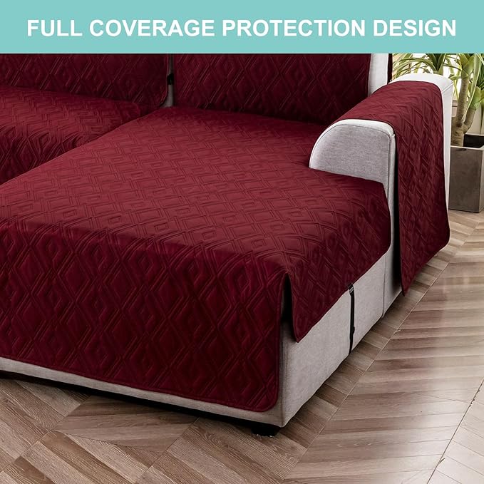 Genina Sectional Couch Covers for Dogs L Shaped Sofa, L Shape Lounge Cover Reversible Couch Covers for Sectional Sofa L Shape Furniture Protectors for Pets, Kids (Wine, Sofa Large)