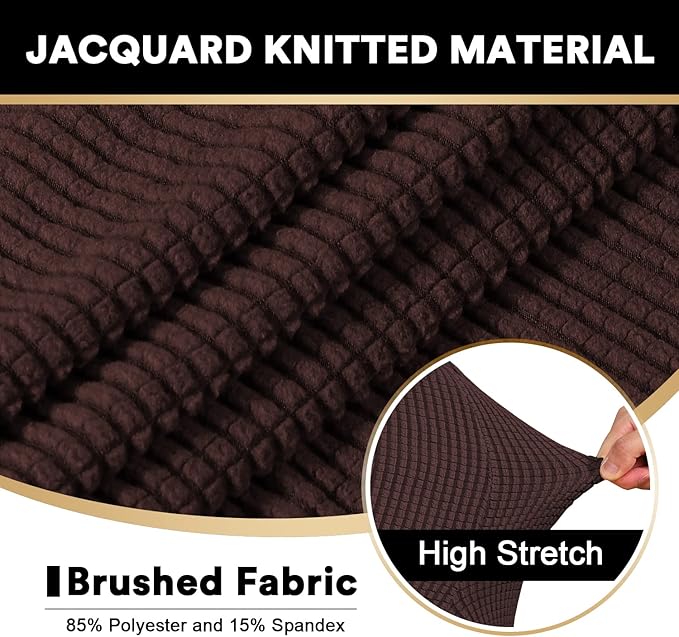 PrinceDeco T Cushion Sofa Slipcover 4 Pieces Sofa Covers for T Cushion Couch Soft Sofa Slip Covers Furniture Protector with 3 Individual T Shape Seat Covers (70"-88") Washable, Brown