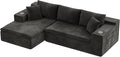 Homall 109" Boneless Couch with Memory Foam, Modular Sectional Sofa with L-Shape Chaise, Cloud Couch with Deep Seat, Dual Cup Holders & Side Pockets, No Assembly Required (Black)
