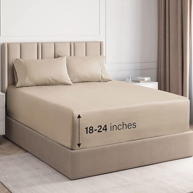 Extra Deep Twin XL Sheet Set - 4 Piece Breathable and Cooling Sheets - Hotel Luxury Bedding for Women, Men, Kids & Teens - Easy & Secure Fit - Soft, Wrinkle Free and Comfy - Extra Deep Pockets - Cream