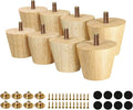 FoDau770 Rubber Wood Furniture Legs 2 Inches, Straight Tapered Wood Feet Mid Century Sofa Legs Set of 8, 5/16" UNC Furniture Feet Replacement Parts for Cabinet Couch Dresser Chair Ottoman Table
