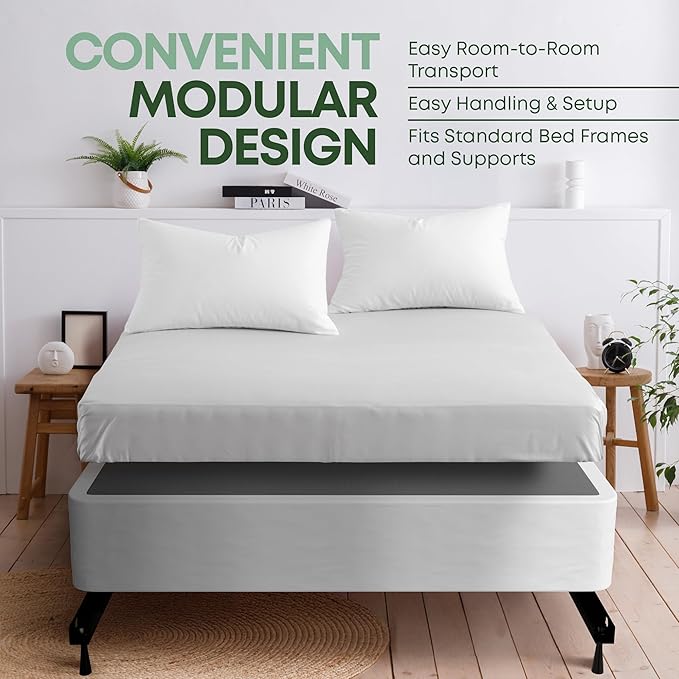 Greaton, 10” Full Size Box Spring Only for Full Size Bed – Amish-Made in the USA – Solid Wood Mattress Foundation with Stable & Quiet Support – Flat-Packed & Easy Assembly – White