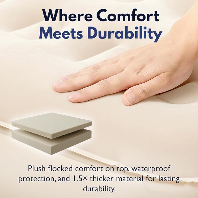 King Koil Luxury Twin Air Mattress with Built-in High Speed Pump for Camping, Home & Guests - Twin Size Double High Airbed Luxury Inflatable Blow Up Mattress Waterproof