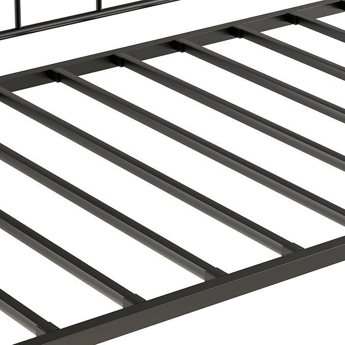 VECELO Daybed Frame, Twin Size Metal Platform Bed with Headboard,Heavy Duty Steel Slats Support for Living Room Bedroom Guest Room, Easy Assembly