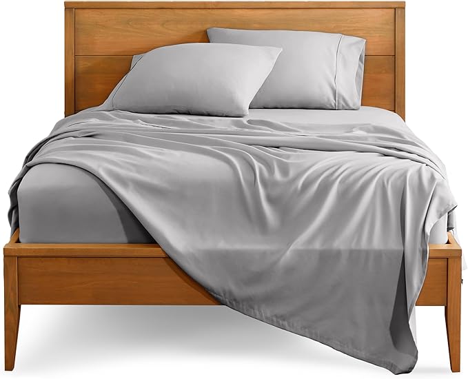 Bare Home Twin Sheet Set - 1800 Ultra-Soft Microfiber Twin Bed Sheets - Double Brushed - Deep Pockets - Easy Fit - 3 Piece Set - Bedding Sheets & Pillowcases (Twin, Light Grey)
