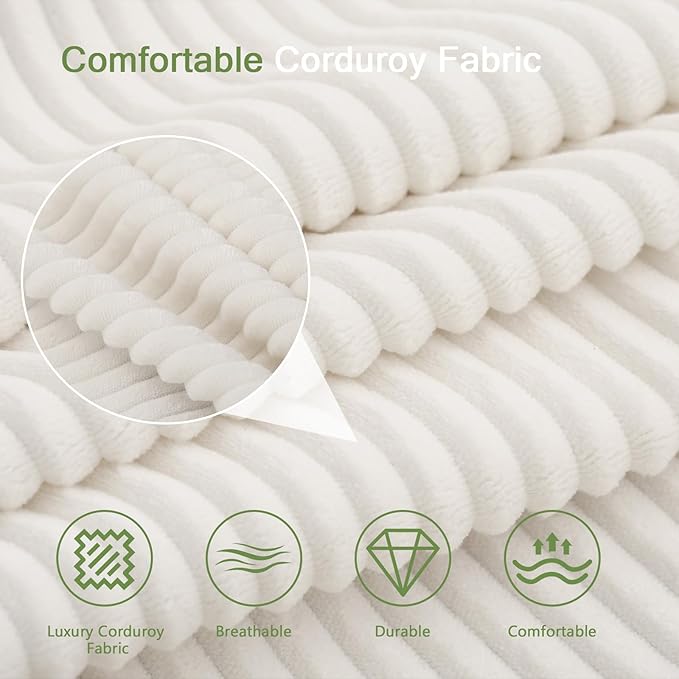MeMoreCool Cloud Couch Boneless 3-Seater Sofa Bed – Beige Corduroy Convertible Floor Couch with Tufted Cushion, No Assembly Foldable Sleeper for Living Room, Apartment and Small Spaces