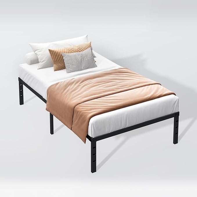 Hafenpo 12 Inch Twin Bed Frame - Sturdy Metal Platform Twin Size, No Box Spring Needed, Heavy Duty, Easy Assembly, Strong Bearing Capacity, Under Bed Storage, Black