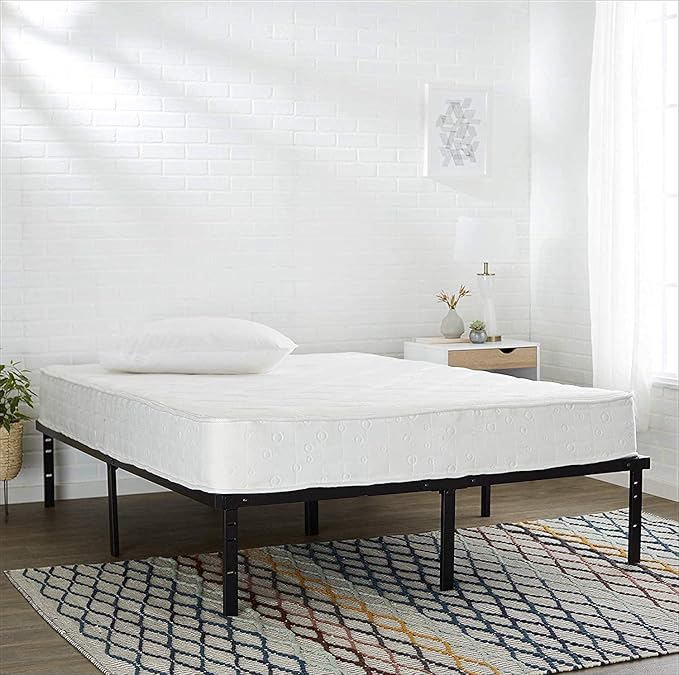 Amazon Basics Sturdy Heavy-Duty Non-Slip Platform Bed Frame, Steel Slats Support, Noise Free, Easy Assembly, No Box Spring Needed, 14 Inch Storage Height, Queen Size, Black