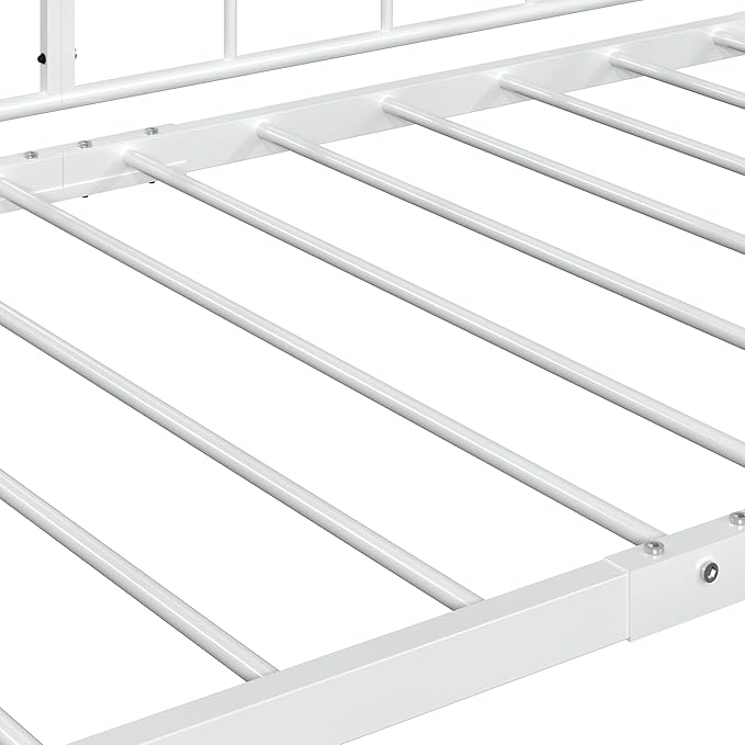 VECELO Daybed Frame, Twin Size Metal Platform Bed with Headboard,Heavy Duty Steel Slats Support for Living Room Bedroom Guest Room, Easy Assembly