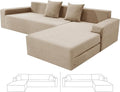 ZNSAYOTX Sectional Couch Covers, Stretch Jacquard Slipcovers with Elastic Bottom for L-Shape Sectional Sofa, 2 Pcs Dog Pet Friendly Modular Sofa Protector (3 Seat Couch + 2 Seat Chaise, Khaki)