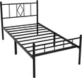 Decorwise 14 Inch Twin Size Bed Frames with Headboard/Footboard, Under Bed Storage, Strong Metal Slats Support, No Box Spring Needed, Noise Free, Easy Assembly, Black