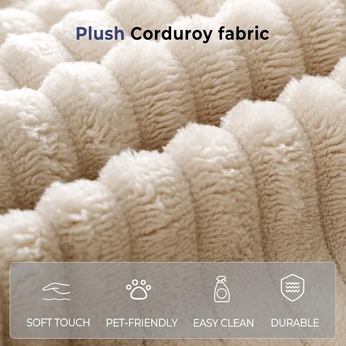 Cloud Sectional Boneless Sofa with Ottoman, Modular L Shaped Couch with Layered Cushion, Fluffy Comfy Couches for Living Room, No Assembly, Beige