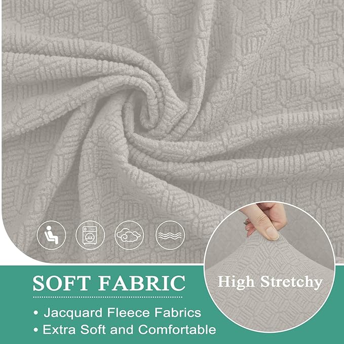Waterproof Reclining Sectional Couch Covers Washable L Shaped Couch Cover for Sectionals Recliner Sofa Covers Stretch Corner Recliner Slipcovers for Dogs (Additional Seat Cover, Khaki)