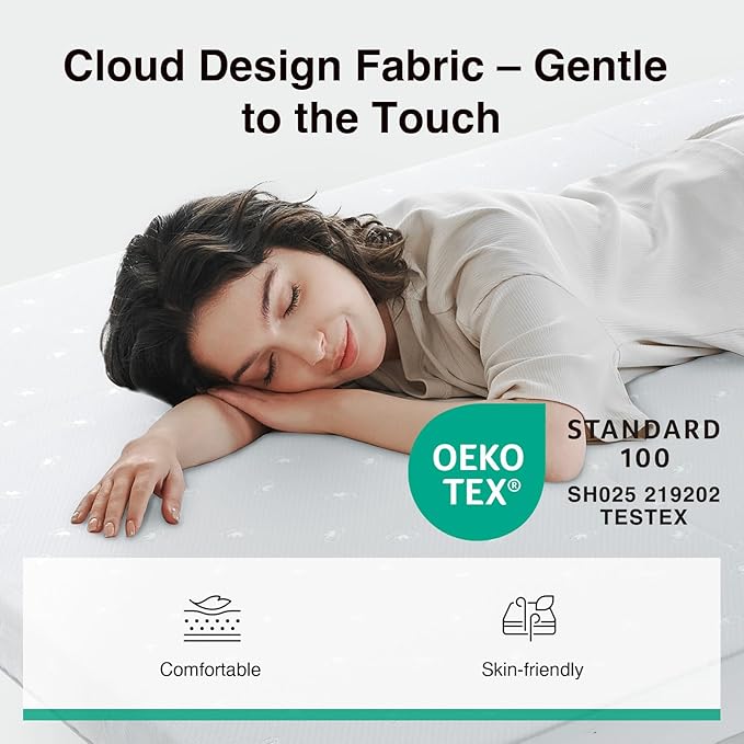 Novilla Foldable Mattress, Full Size Comfort Foam Trifold Mattress with Cloud Design Cover, 4 Inch Folding Mattress for Back Pain Relief, Suitable for Camping, RV Travel, 75"x54"x4"
