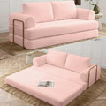 HANXIN 80 Inch Convertible Sleeper Sofa Bed, High Back Plush Corduroy Folding Floor Mattress Couch with Fixed-Shape Frame, Boneless Futon Loveseat with Pull Out Bed, No Assembly Required (Pink)
