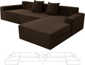 ZNSAYOTX Sectional Couch Covers, Stretch Jacquard Slipcovers with Elastic Bottom for L-Shape Sectional Sofa, 2 Pcs Pet Friendly Modular Sofa Protector (3 Seat Couch + 2 Seat Chaise, Dark Coffee)