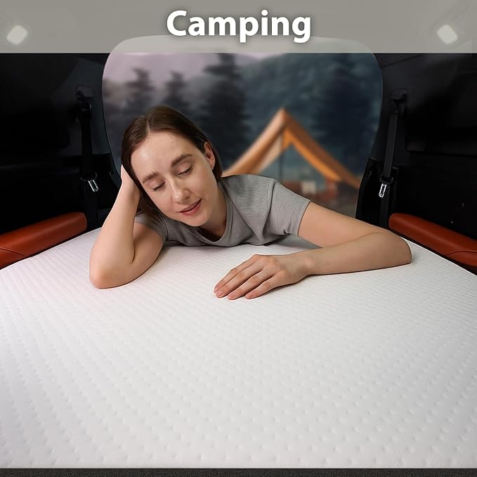 Tri Fold Memory Foam Foldable Mattress Queen, 3 inch Folding Mattress for Guest Sleep. Portable Trifold Mat with Removable Washable Cover, Floor Sleeping Mat for Adult and Kid
