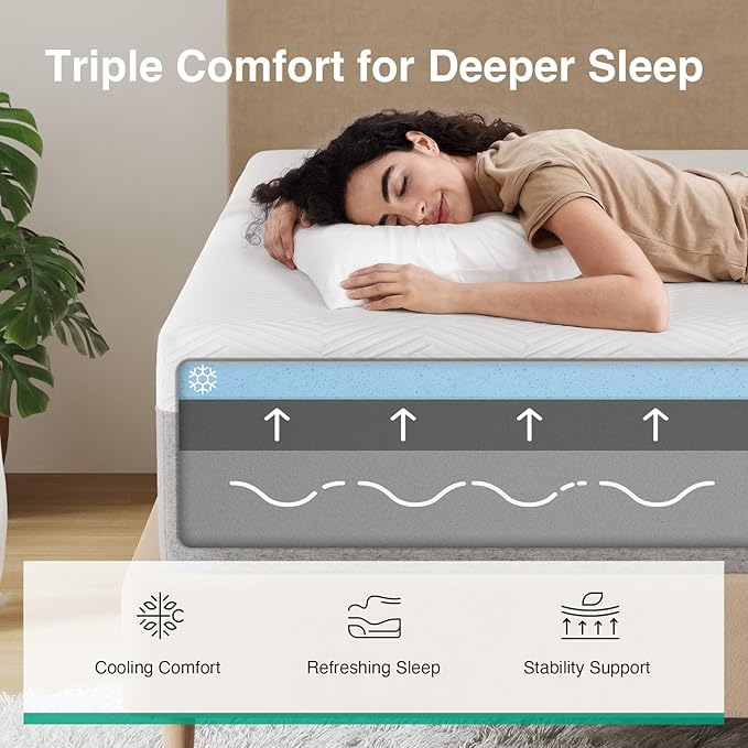 Novilla Queen Size Mattress, 12 inch Gel Memory Foam Mattress for a Cool Sleep & Pressure Relief, Medium Firm Feel with Motion Isolating, Bliss