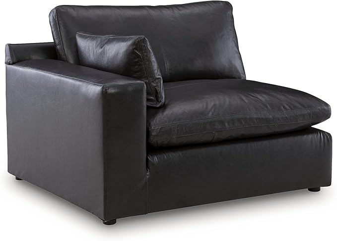 Signature Design by Ashley Emilia Straight Contemporary Leather Match 3-Piece Sectional Sofa with Removable Cushion, Black