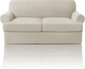 PrinceDeco T Cushion Loveseat Slipcover 3 Pieces Sofa Covers for T Cushion Sofa Stretch Slip Covers for 2 Cushion Couch with 2 Individual T Shape Seat Covers Width Up to 76", Island Fossi