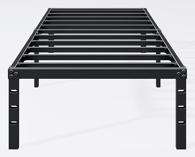 Hafenpo 16 Inch Twin Bed Frame - Sturdy Metal Platform Twin Size, No Box Spring Needed, Heavy Duty, Easy Assembly, Strong Bearing Capacity, Under Bed Storage, Black