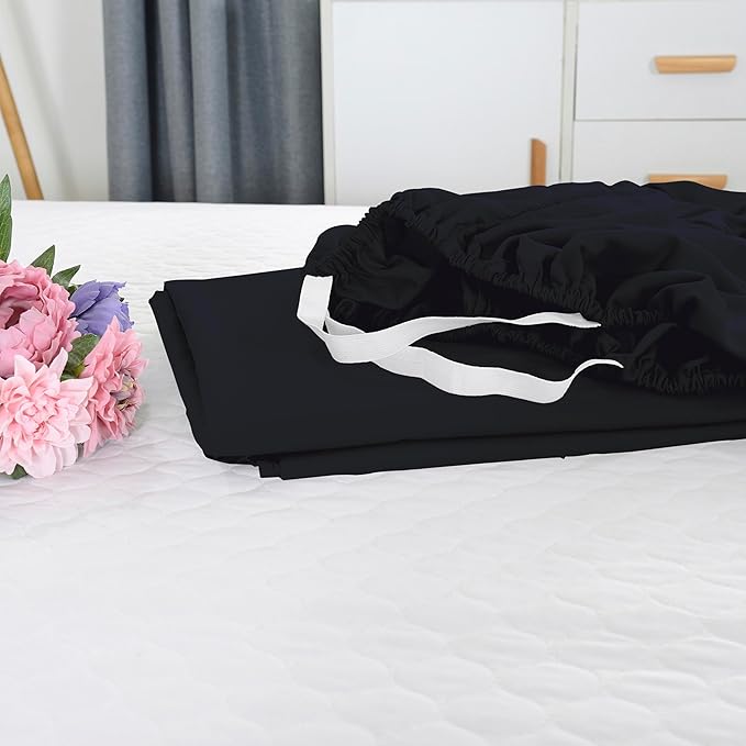 Elegant Comfort 1500 Premium Hotel Quality 18-21 Inches Deep - Extra Deep Pocket Single Fitted Sheet for High Mattress, Luxury and Softest, Smart Pocket - Wrinkle Free, California King, Black