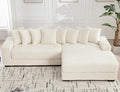 111 Inch Cloud Sectional Couches for Living Room | L-Shaped Sectional Couch with 8 Pillows | Corduroy Couch with Deep Seat | Solid Wood Frame Sofa Beige (Right Facing Chaise)